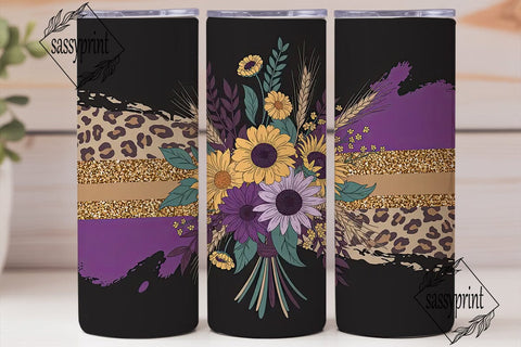Fall Floral Glitter 20oz Tumbler Wrap Sublimation sassyprint 