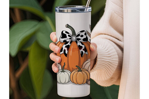 Fall Floral Pumpkin 20oz Tumbler Wrap Sublimation DesignSVG 