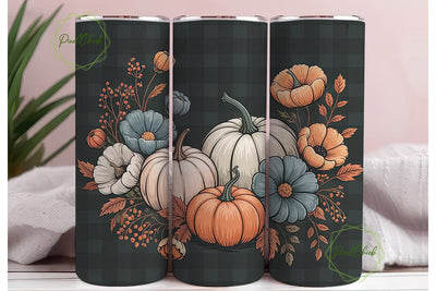 Fall Floral Pumpkin 20oz Tumbler Wrap Sublimation PixelChick 