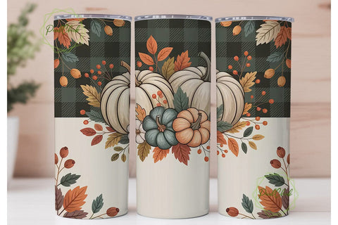 Fall Floral Pumpkin 20oz Tumbler Wrap Sublimation PixelChick 