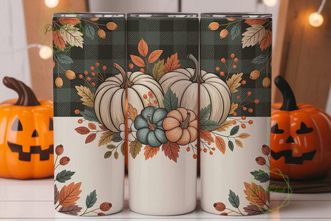 Fall Floral Pumpkin 20oz Tumbler Wrap Sublimation PixelChick 