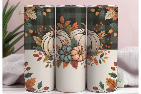 Fall Floral Pumpkin 20oz Tumbler Wrap Sublimation PixelChick 