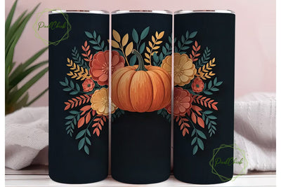 Fall Floral Pumpkin 20oz Tumbler Wrap Sublimation PixelChick 