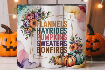 Fall Floral Pumpkin 20oz Tumbler Wrap Sublimation PixelChick 
