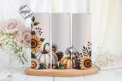 Fall Floral Pumpkin 20oz Tumbler Wrap Sublimation sassyprint 
