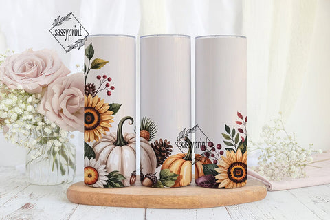 Fall Floral Pumpkin 20oz Tumbler Wrap Sublimation sassyprint 