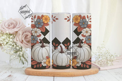 Fall Floral Pumpkin 20oz Tumbler Wrap Sublimation sassyprint 