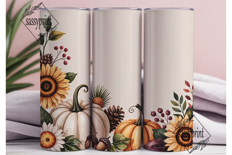 Fall Floral Pumpkin 20oz Tumbler Wrap Sublimation sassyprint 