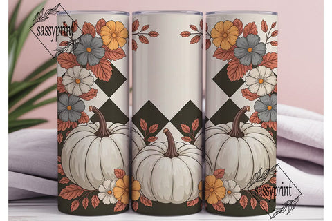 Fall Floral Pumpkin 20oz Tumbler Wrap Sublimation sassyprint 