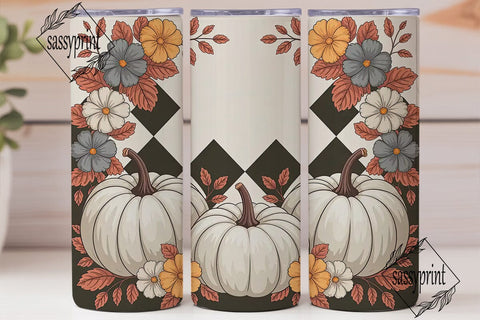 Fall Floral Pumpkin 20oz Tumbler Wrap Sublimation sassyprint 