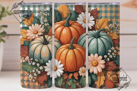 Fall Floral Pumpkin 20oz Tumbler Wrap Sublimation sassyprint 