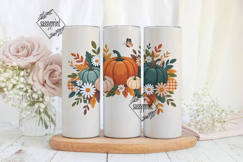 Fall Floral Pumpkin 20oz Tumbler Wrap Sublimation sassyprint 