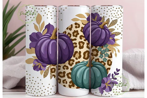 Fall Floral Pumpkin Tumbler Wrap Sublimation PixelChick 