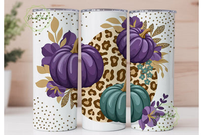 Fall Floral Pumpkin Tumbler Wrap Sublimation PixelChick 
