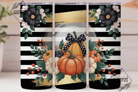 Fall Floral Pumpkin Tumbler Wrap Sublimation sassyprint 