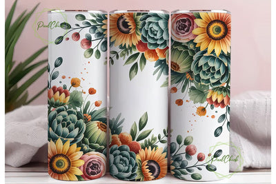 Fall Floral Watercolor 20oz Tumbler Wrap Sublimation PixelChick 