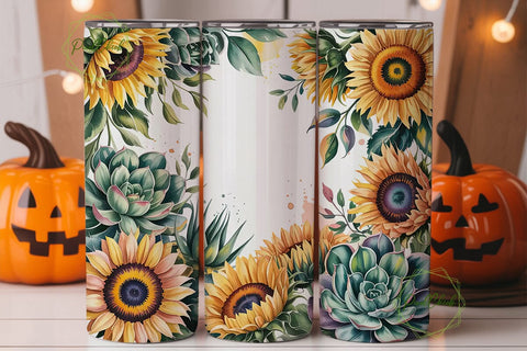 Fall Floral Watercolor 20oz Tumbler Wrap Sublimation PixelChick 