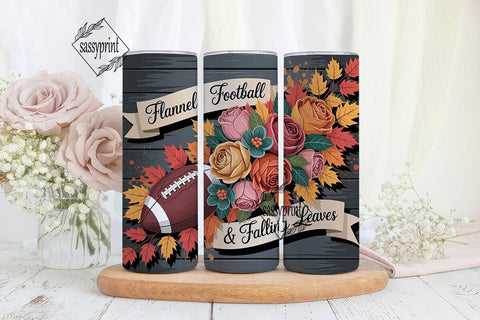 Fall Football & Floral Tumbler Wrap Sublimation sassyprint 