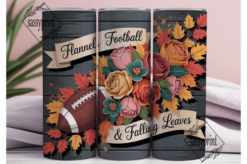 Fall Football & Floral Tumbler Wrap Sublimation sassyprint 