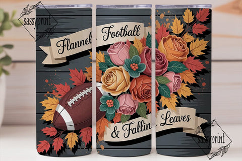 Fall Football & Floral Tumbler Wrap Sublimation sassyprint 