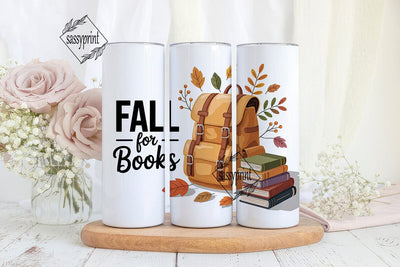 Fall for Books 20oz Tumbler Wrap Sublimation sassyprint 