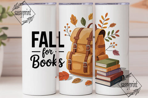 Fall for Books 20oz Tumbler Wrap Sublimation sassyprint 