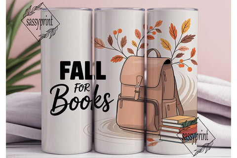 Fall for Books 20oz Tumbler Wrap Sublimation sassyprint 