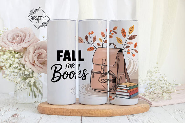 Fall for Books 20oz Tumbler Wrap Sublimation sassyprint 