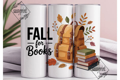 Fall for Books 20oz Tumbler Wrap Sublimation sassyprint 