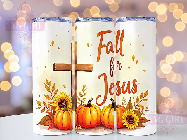 Fall For Jesus 20oz Tumbler Wrap Sublimation Design, Straight Tapered Tumbler Wrap, Christian Tumbler Png, Instant Digital Download Sublimation SvggirlplusArt 