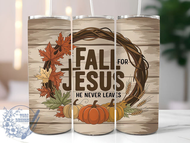 Fall For Jesus, Autumn Tumbler, 20oz Sublimation, Christian Drinkware, Fall Faith Designs, Religious Gifts, Cozy Autumn Vibes, Inspirational Tumblers Sublimation ToriDesigns 