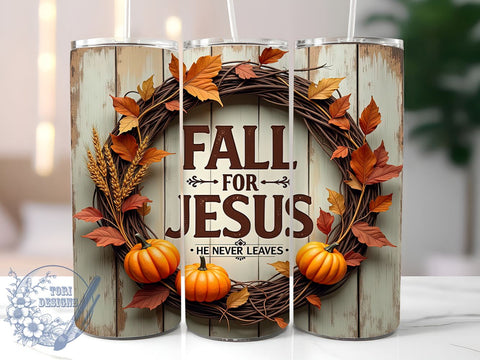 Fall For Jesus, Autumn Tumbler, 20oz Sublimation, Christian Drinkware, Fall Faith Designs, Religious Gifts, Cozy Autumn Vibes, Inspirational Tumblers Sublimation ToriDesigns 