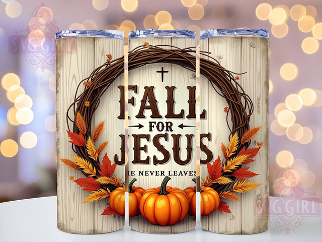 Fall For Jesus, Autumn Tumbler, Faith-Based Design, 20oz Tumbler PNG, Fall Sublimation Art, Christian Decor, Autumn Graphics, Seasonal Tumbler Design Sublimation SvggirlplusArt 