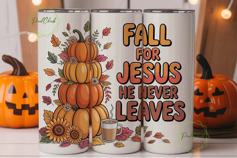 Fall For Jesus Coffee Pumpkin Tumbler Sublimation PixelChick 