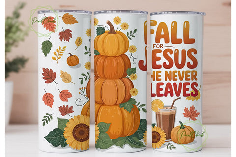 Fall For Jesus Coffee Pumpkin Tumbler Sublimation PixelChick 