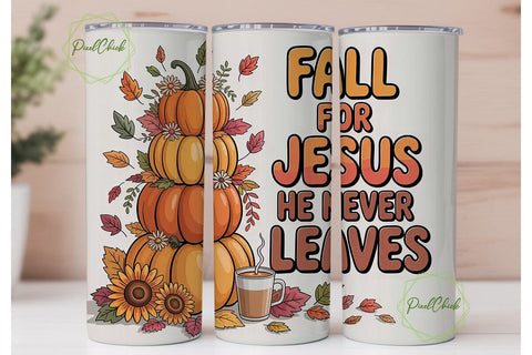 Fall For Jesus Coffee Pumpkin Tumbler Sublimation PixelChick 