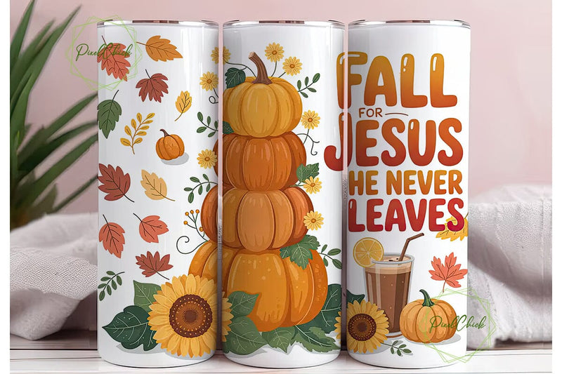 Fall For Jesus Coffee Pumpkin Tumbler Sublimation PixelChick 