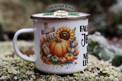 Fall For Jesus He Never Leaves 11 & 15 oz Mug Design Sublimation Ewe-N-Me Designs 