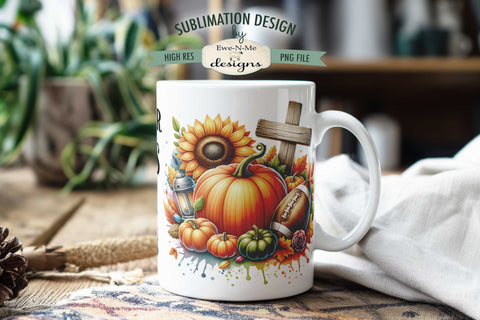 Fall For Jesus He Never Leaves 11 & 15 oz Mug Design Sublimation Ewe-N-Me Designs 