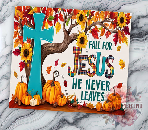 Fall for Jesus Tumbler, Fall Vibes, 20 Oz Tumbler, Sublimation Design, Autumn Christian Design, Inspirational Drinkware, PNG Download Sublimation Li Zamperini 