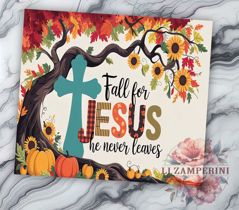Fall for Jesus Tumbler, Fall Vibes, 20 Oz Tumbler, Sublimation Design, Autumn Christian Design, Inspirational Drinkware, PNG Download Sublimation Li Zamperini 