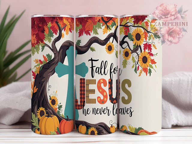 Fall for Jesus Tumbler, Fall Vibes, 20 Oz Tumbler, Sublimation Design, Autumn Christian Design, Inspirational Drinkware, PNG Download Sublimation Li Zamperini 
