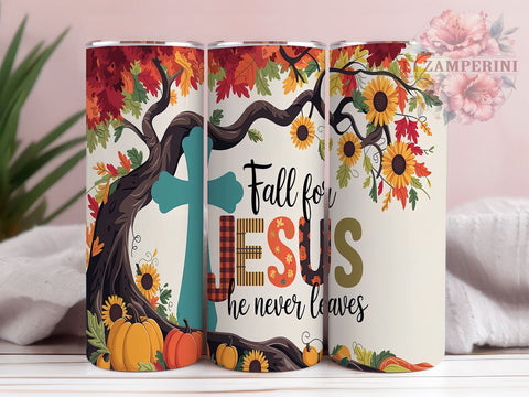 Fall for Jesus Tumbler, Fall Vibes, 20 Oz Tumbler, Sublimation Design, Autumn Christian Design, Inspirational Drinkware, PNG Download Sublimation Li Zamperini 