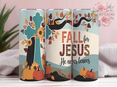 Fall for Jesus Tumbler, Fall Vibes, 20 Oz Tumbler, Sublimation Design, Autumn Christian Design, Inspirational Drinkware, PNG Download Sublimation Li Zamperini 
