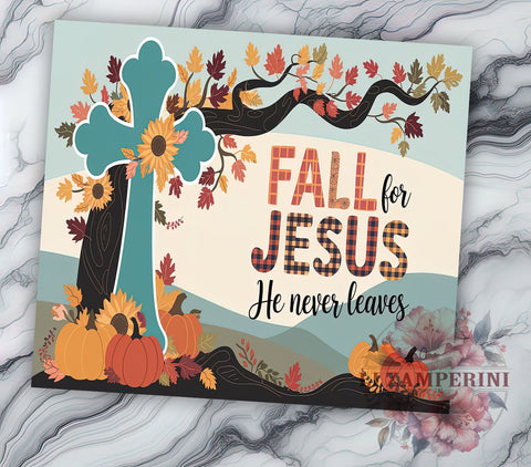 Fall for Jesus Tumbler, Fall Vibes, 20 Oz Tumbler, Sublimation Design, Autumn Christian Design, Inspirational Drinkware, PNG Download Sublimation Li Zamperini 