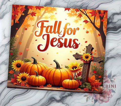 Fall for Jesus Tumbler, Pumpkin Design, Christian Drinkware, 20oz Tumbler, Sublimation Wrap, Autumn Decor, Religious Gifts Sublimation Li Zamperini 