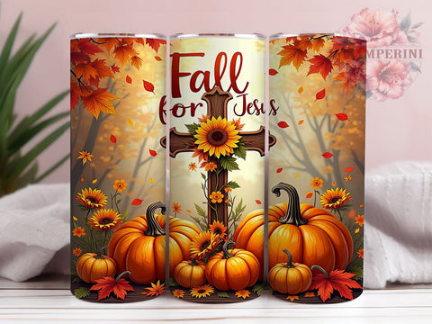 Fall for Jesus Tumbler, Pumpkin Design, Christian Drinkware, 20oz Tumbler, Sublimation Wrap, Autumn Decor, Religious Gifts Sublimation Li Zamperini 