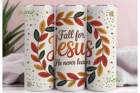 Fall for Jesus Tumbler Wrap PNG Sublimation PixelChick 