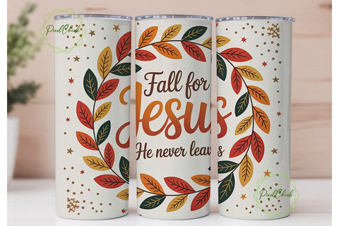 Fall for Jesus Tumbler Wrap PNG Sublimation PixelChick 