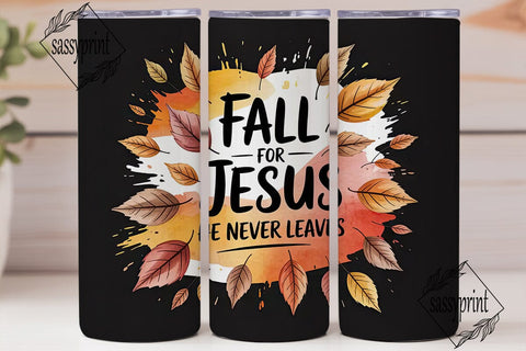 Fall for Jesus Tumbler Wrap PNG Sublimation sassyprint 